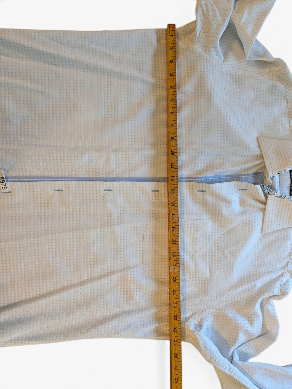 Men's White And Blue Long -Sleeve Button-Up Shirt